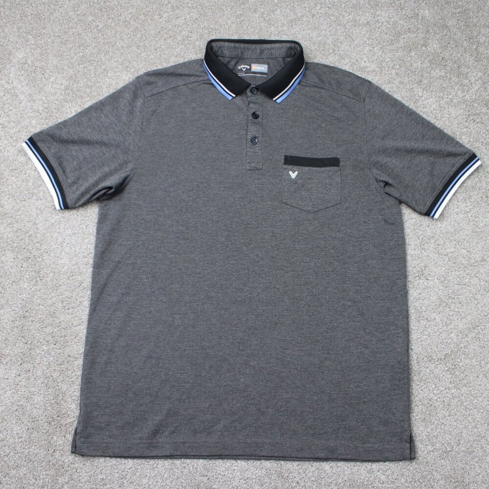 Callaway‎ Polo Shirt Mens Medium Gray Opti-Dri Golf 100% Polyester Short Sleeve